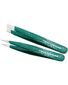 Tweezerman Emerald Shimmer Micro Mini Slant & Point Tweezer Set