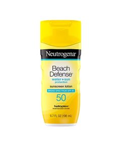 Neutrogena Beach Defense Water-Resistant Sunscreen Lotion with Broad Spectrum SPF 30, Oil-Free and PABA-Free Oxybenzone-Free Sunscreen Lotion, UVA/UVB Sun Protection, SPF 50, 6.7 fl. oz