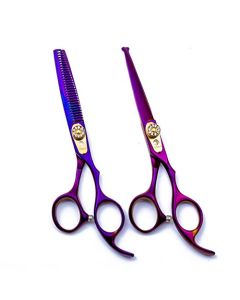 TIJERAS Professional Purple Barber Hair Cutting and Thinning Texturizing Scissors Shears Set - 6.0