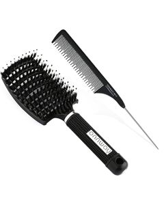 Hair Brush Big Curved Comb Big Back Shape Mens Hair Brush Hair Brushes for Women & Men (Black Mane)