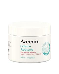 Aveeno Calm + Restore Redness Relief Moisturizing Cream, Daily Facial Cream for Sensitive Skin Instantly Calms & Soothes the Appearance of Redness, Fragrance-Free & Hypoallergenic, 1.7 oz