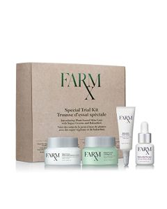 Farm Rx Skin Care Trial Kit - Bakuchiol eye cream, serum, Super Greens cooling gel, Multivitamin Moisture cream, anti aging, anti wrinkle, Bakuchiol alternative to retinol, vegan, natural, for sensitive skin, clean beauty