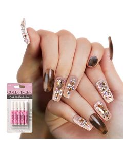 GoldFinger Premium False Nails Glue On Nails Luxury Press On Nails Bonus 5PCS Glue Included (Manifest)