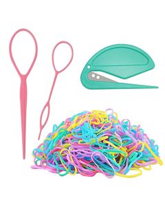 1003Pcs-Hair Tie Cutter For Kids-Rubber Band Remover Tool For Hair Elastic Cutter Hair Tie Remover For Toddler Girls Clear Mini Colorful Plastic Hair Ties Loop- Topsy Tail Flip Styling Hair Tool