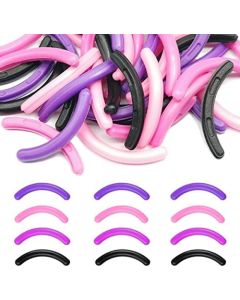 qiipii 40 pcs Eyelash Curler Refills Curler Refill Pads Soft Rubber Curler Replacement Refills Pads for Universal Eyelash Curler with a Clear Storage Box (Black, Purple, Rose Red, Pink * 10)