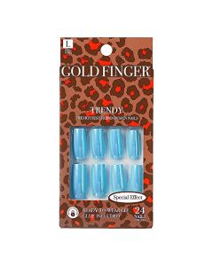 GoldFinger Press On Nails Special Effect Full Cover Nails Glue On Nails Manicure Long Fake Nails with Glue (Never Stop)