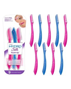 Schick Hydro Silk Touch-Up Exfoliating Dermaplaning Tool, Face & Eyebrow Razor with Precision Cover- 9 Count | Dermaplaning Razor For Women