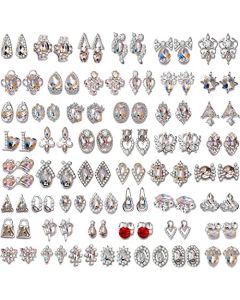 100 PCS Fusiform Gold Nail Charms Nail Art Kit 3D Nail Charms Nail Gems Nail Rhinestones for Nails Set