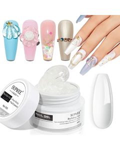 SUPWEE Clear Solid Builder Gel, Nail Extension Gel Non Stick Hand Scupture Carving Gel Modeling Nail Art Soak Off Builder Gel Manicure DIY At Home 30g