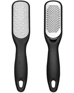 JIANYI Foot File, Double Sided Foot Scrubber, Stainless Steel Dead Skin Remover Callus Remover to Remove Hard Skin, Can Be Used on Both Wet and Dry feet for Fathers Day Gift Ideas - Black