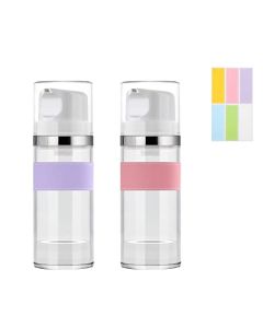 IOOROSE Airless Pump Bottle Refillable Travel Containers 100 ml/3.5 oz (Clear, 2 Pack)