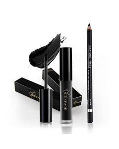 Visbouble Black Lipstick Matte Liquid Lipgloss & Lip Liner, Dark Black Lip Stain Lip Gloss Long Lasting 24 Hour Waterproof Makeup Professional Set for Easter Cosplay, WITCH GIRL (2 PCS)