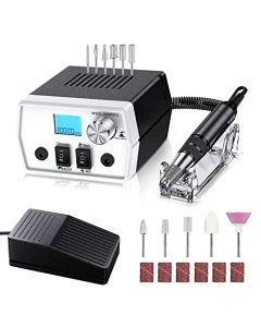 30000RPM Nail Drills for Acrylic Nails Professional with Foot Pedal, 11Pcs Nail Bits and 106Pcs Sanding Bands, Electric Nail Drill Machine E File Tools for Gel Nails Dip Powder Manicure Pedicure