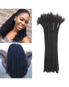 Loc Extension Human Hair 8 inch 0.2cm Width 100% Permanent huamn hair Dreadlocks Extension Can Be Dyed Bleached Curled Handmade loc Extension for Men Women (30 Strands Natual Black)