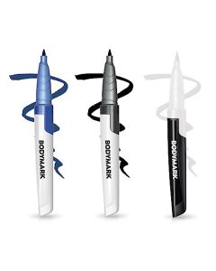 BodyMark Celestial Set Temporary Tattoo Markers for Skin, Premium Brush Tip, 3 Count Pack of Assorted Themed Colors and Stencils, Skin-Safe Temporary Tattoo Markers Set
