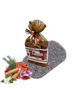 EXQUISITE SANDALWOOD Herbal Cleansing Bar Soap w/ 6 Kinds of Real Sandal Wood, Mysore, Saffron, Amber, Botanical Extracts for Men Women, Natural Organic Handcrafted Rustic - 5oz Bar & Mat