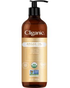 Cliganic Organic Argan Oil 8oz with Pump, 100% Pure - for Hair, Face & Skin
