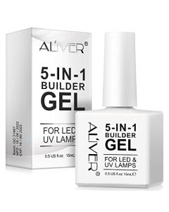 IWUEHB 5 in 1 Builder Base Strengthening Gel - 15ml White Builder Nail Gels, UV/LED Nail Polish Gel for Broken Nails Repair for Nail Art Decoration, Decals & Jewels, Professional Manicure Repair