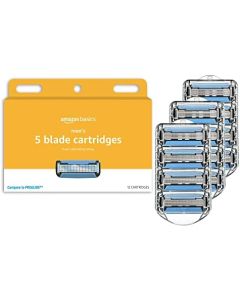 Amazon Basics 5-Blade Razor Refills for Men with Dual Lubrication and Precision Beard Trimmer, 12 Cartridges (Fits Amazon Basics Razor Handles only) (Previously Solimo)