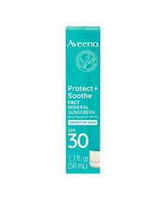 Aveeno Protect + Soothe Face Mineral Sunscreen with Broad Spectrum SPF 30 for Sensitive Skin, Lightweight & Non-Greasy Face Sunscreen, Water-Resistant UVA/UVB Protection, 1.7 fl. oz