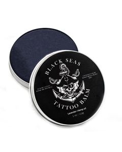 Black Seas Tattoo Balm - All Natural Tattoo Aftercare for Depth & Color Enhancement - Tattoo Salve Protects & Soothes Skin - Large 5oz Tattoo Butter Tin (Lavender) (Lavender)