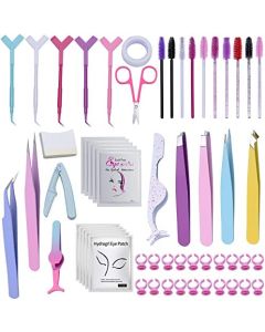 Tweezers Set for Women Facial Hair,Stainless Steel Tweezers for Women,Lash Extension Kit for Women and Girls (#1-76pcs)