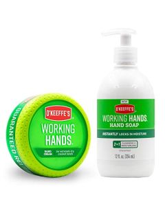O'Keeffe's Working Hands Hand Cream 3.4oz Jar + Working Hands Moisturizing Hand Soap 12oz Pump, white