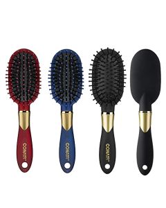 Conair Velvet Touch Travel Hairbrush, Hairbrush for Men and Women, Cushion Base Hairbrush for Everyday Brushing with Soft-Touch Handle, Color May Vary, 1 Count