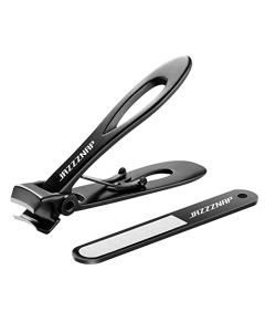 Nail Clippers Set, Ultra Wide Jaw Opening Toenail Clipper with Nail File for Thick Nails and Ingrown Nails, Black