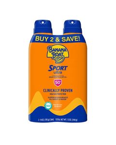 Banana Boat Sport Ultra SPF 50 Sunscreen Spray | Banana Boat Sunscreen Spray SPF 50, Spray On Sunscreen, Water Resistant Sunscreen, Oxybenzone Free Sunscreen Pack SPF 50, 6oz each Twin Pack