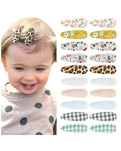 DEEKA 20 PCS Hair Clips for Toddler Girls Flower Cotton Hair Accessories Leopard Cute Hair Clips No Slip Hair Barrettes for Women and Girls