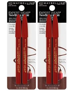 Maybelline New York Expert Wear Twin Brow & Eye Pencils Makeup, Dark Brown, , 2 Count (Pack of 2)