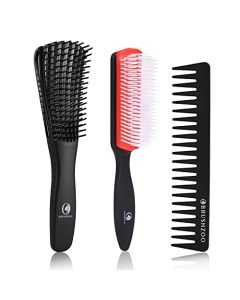BRUSHZOO Detangling Brush, Hair Brush for Curly Hair, Hair Brushes for Women Men or Kids Curly Hair, Detangler Brush for Natural 3/4abc Hair, Easier and Faster Detangle (Red)