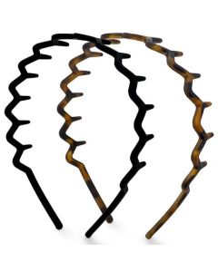 Kitsch Zig Zag Headbands - Recycled Plastic Hair Band for Men & Women | Classic 90s Headband & Hairband | Mens Headband | Wavy Headband with Teeth | Hair Headbands for Women, 2pc (Black&Tort)