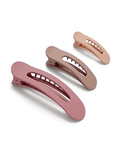 Kitsch Flat Hair Clips - Matte Flat Claw Clips for Women | Lay Down Claw Clip for Thin & Thick Hair | Big Flat Clips for Hair | Alligator Hair Clips | Large Hair Clips for Women, 3pc (Terracota)