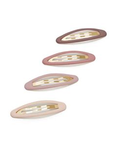 Kitsch Enamel Matte Snap Clips for Hair - Snap Hair Barettes for Thin Hair | Hair Snap Clips for Thick Hair | Snap Hair Clips for Women | Hair Pins for Girls | Kids Hair Clips, 4pc (Terracota)