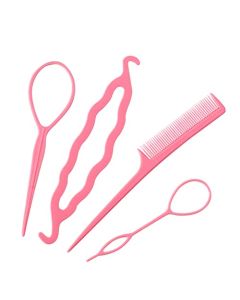 Topsy Tail Hair Tool,Hair Loop Styling French Braid Pull Through Beader Tool Braiding Comb for Parting Rat Tail Combs Tools for Girls Supplies(1set)