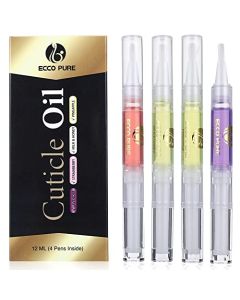 ECCO PURE Cuticle Care Kit – Set of 4 Pens for Nail Growth – Nail Protector and Cuticle Softener - Self Care Nail Accessories