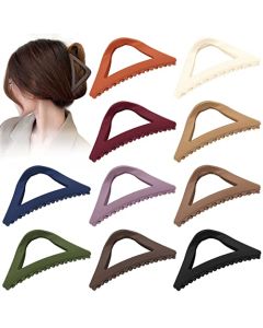 10 Pieces 4.5 Inch Large Triangle Claw Clips for Women Girls Thick Medium Hair, Triangular Jumbo Hair Claw Clips French Matte Claw Clips Big Jaw Hair Clips Non-Slip Hair Clamps for Long Hair