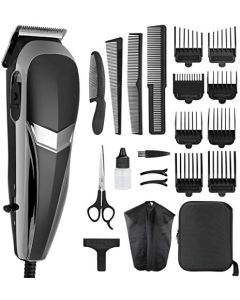COSYONALL Hair Clippers for Men/Father/Husband/Boyfriend, 21 Pieces Professional Corded Clippers for Hair Cutting Beard Trimmer Barbers Grooming Kit with 8 Guide Combs & 1 Storage Bag, for Family Use