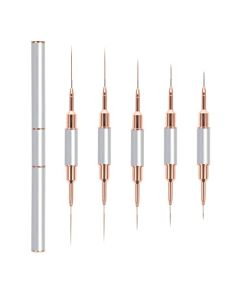 Nail Art Liner Brushes Sliver Set,double end nail art Brushes 10 Heads Striping Liner Brush for Long Lines Detail Thin nail art brush Metal Handle Striper Brushes ​Lengths 5/7/9/11/14/15/17/20/22/25mm