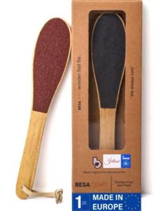 Iroko Wood Foot File, Wooden Pedicure Feet Scrubber, Callus Remover for Feet. Wooden Surface Tool to Remove Hard Skin, Wet and Dry, Dead Skin Removal, Double Sided Professional Heel Rasp (1 Pack)