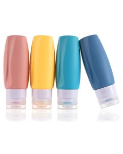Silicone Travel Size Bottles,BPA Free,4 Pack 3 oz Leak Proof Refillable Portable Squeeze Empty Accessories Travel Bottles Containers for Toiletries Liquid Cosmetic Lotion Shampoo Conditioner