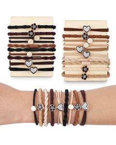 Juome 20 Pcs Hair Tie Bracelets for Women, 4 Styles Boho Hair Ties for Girls Ponytail Holders, No Damage Rubber Band Hair Elastics for Thin Hair (5 Colors)