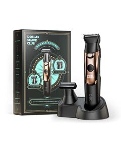 Dollar Shave Club | Double Header Trimmer | Electric Razor with a Beard Head & Separate Body Grooming Head | Waterproof Body Shaver & Beard Trimmer, Black