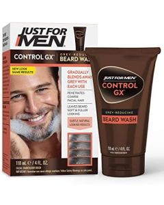 Just For Men Control GX Grey Reducing Beard Wash Shampoo, Gradually Colors Mustache and Beard, Leaves Facial Hair Softer and Fuller, 4 Fl Oz - Pack of 1