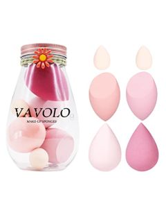 6pcs Daiso Pink Series Multi-color Makeup Sponge Set, Foundation Blending Beauty Blender, Flawless for Liquid Creams and Powders (A-PINK)