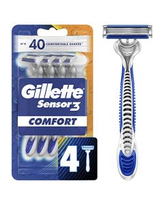 Gillette Sensor3 Smooth Shave Disposable Razor, 4 Count
