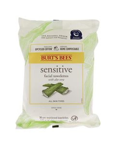 Burt's Bees Facial Cleansing Towelette Wipes for Sensitive Skin with Cotton Extract, 30 Count (Package May Vary)