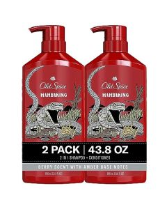Old Spice Men's 2-in-1 Shampoo and Conditioner, MambaKing, Twin Pack, 43.8 Fl Oz